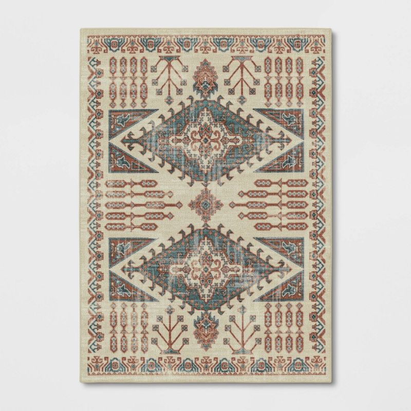 Photo 1 of 5'x7' Albany Double Diamond Center Medallion Persian Style Rug - Threshold™
