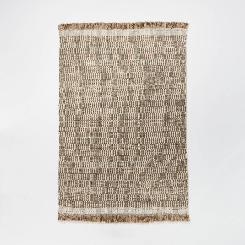 Photo 1 of 5'x7' Park City Handloom Broken Striped Rug Beige - Threshold™ Designed with Studio McGee
