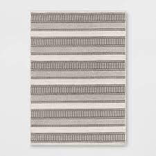Photo 1 of 5' X 7' Woven Stripe Outdoor Rug Charcoal Gray/ivory