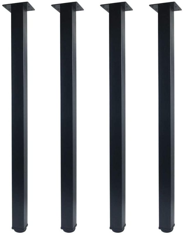 Photo 1 of QLLY 30 inch Adjustable Metal Furniture Legs, Square Office Table Furniture Leg, Set of 4 (Black)
