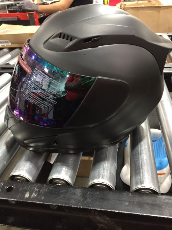 Photo 1 of 1Storm Motorcycle Bike Full FACE Helmet Mechanic MATT Black - Tinted Visor; Size XL (59-60 Cm 23.2/23.4 Inch)
