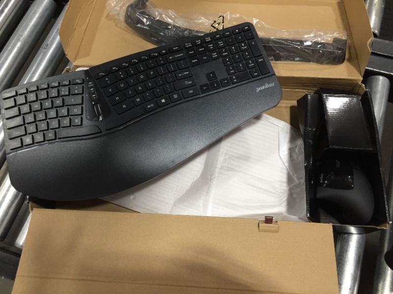 Photo 2 of Perixx Periduo-605, Wireless Ergonomic Split Keyboard and Vertical Mouse Combo, Adjustable Palm Rest and Membrane Low Profile Keys, Black, US English
