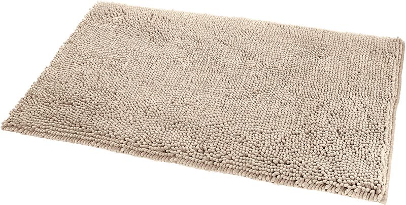 Photo 1 of Amazon Basics Non-Slip Microfiber Shag Bathroom Rug Mat, 21" x 34", Beige
