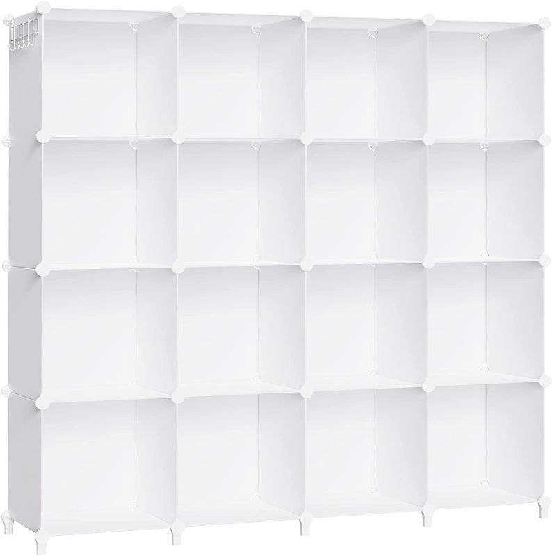 Photo 1 of 16-Cube Storage Shelf, Storage Bookcase Bookshelf with Metal Hammer, Storage Cubes Organizer Cabinet for Kids, Closet, Bedroom, Bathroom, (11.8x11.8x11.8 inch)
