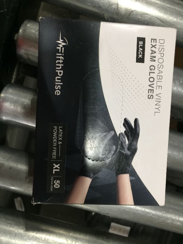 Photo 2 of Black Vinyl Disposable Gloves Large 50 Pack - Latex Free, Powder Free Medical Exam Gloves - Surgical, Home, Cleaning, and Food Gloves - 3 Mil Thickness
