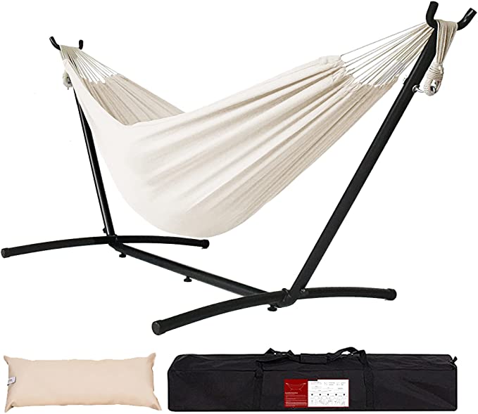 Photo 1 of 
Lazy Daze Hammocks Double Hammock with 9FT Space Saving Steel Stand Includes Portable Carrying Case, 450 Pounds Capacity (Natural)

