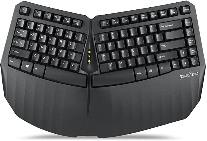 Photo 1 of Perixx PERIBOARD-613B Compact Wireless Ergonomic Split Keyboard with Dual 2.4G and Bluetooth Mode - Compatible with Windows 10 and Mac OS X System - Black - US English (11804)
