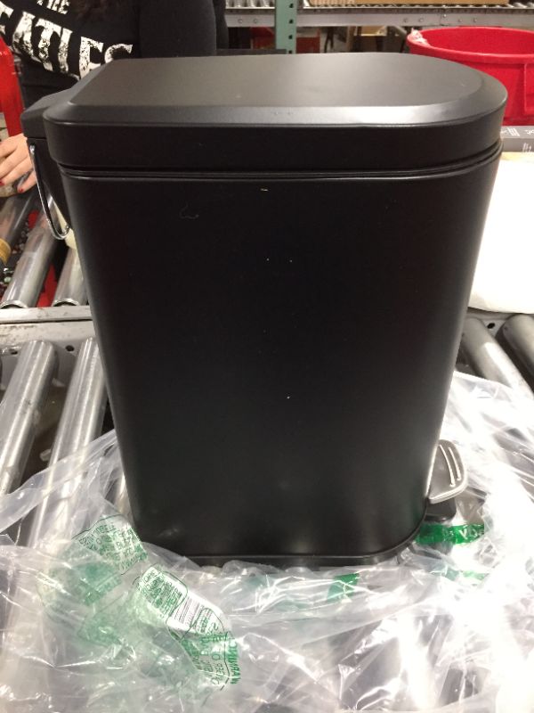 Photo 4 of BINO | Rectangular Step Trash Can, 5 Liter / 1.3 Gallon - Matte Black | Stainless Steel Bathroom Trash Can | Small Trash Can with Lid | Office Trash Can | Small Garbage Can with Lid | Metal Wastebasket
