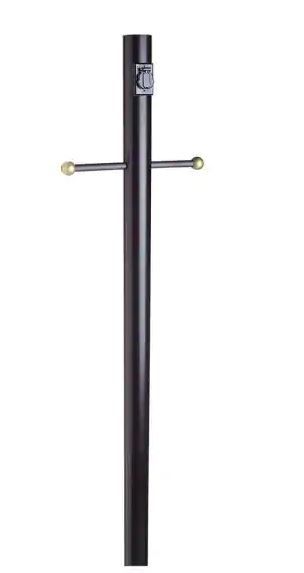 Photo 1 of 80" Black Outdoor Lamp Post with Cross Arm and Outlet for 3" Post Top Light Fixtures
