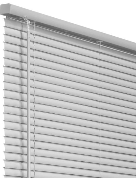 Photo 1 of Cordless | 1 Inch | Gray Vinyl Mini Blinds | 48-INCH HEIGHTS
