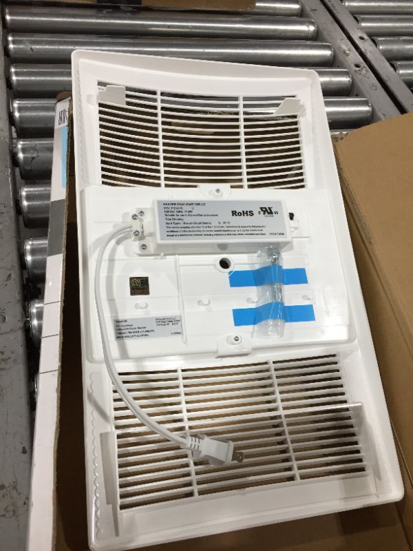 Photo 1 of Broan-NuTone FG80HBS Heater Upgrade Grille with Dimmable LED and Color Adjustable CCT Lighting Bath Fan Exhaust Cover, 80 CFM , White
