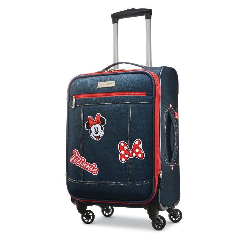 Photo 1 of American Tourister Disney Minnie Mouse Denim Krush 21-inch Softside Spinner Carry-on Luggage One Piece
