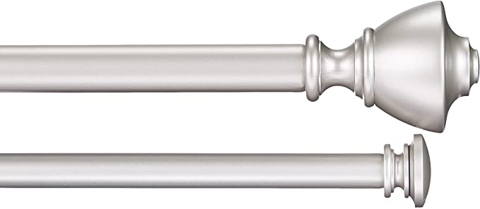 Photo 1 of Amazon Basics Double Curtain Rod - 72" to 144", Nickel
