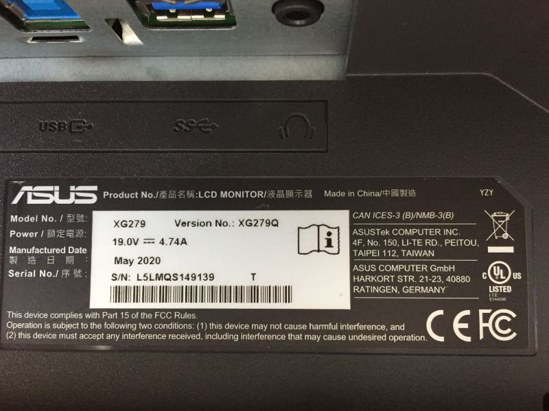 Photo 5 of ASUS ROG Strix XG279Q 27” HDR Gaming Monitor, 1440P WQHD (2560 x 1440), Fast IPS, 170Hz, G-SYNC, Extreme Low Motion Blur Sync (ELMB SYNC), 1ms, HDR™ 400, Eye Care, DisplayPort Dual HDMI
