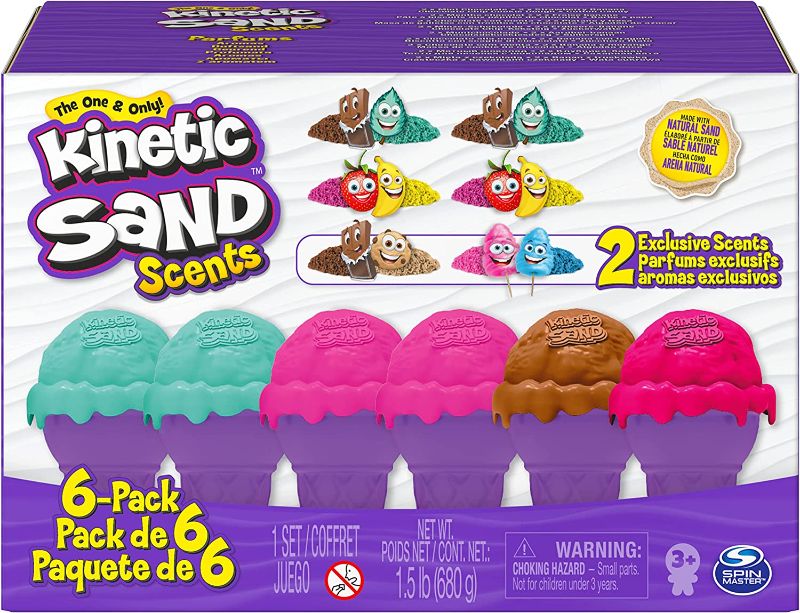 Photo 1 of Kinetic Sand Scents, Ice Cream Cone Container, 6-Pack with 24oz of All-Natural Scented Play Sand (Amazon Exclusive), Sensory Toys for Ages 3 and up
