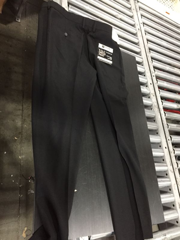 Photo 3 of Haggar Men's Eclo Stria Expandable-Waist Flat Front Dress Pant 34x30
