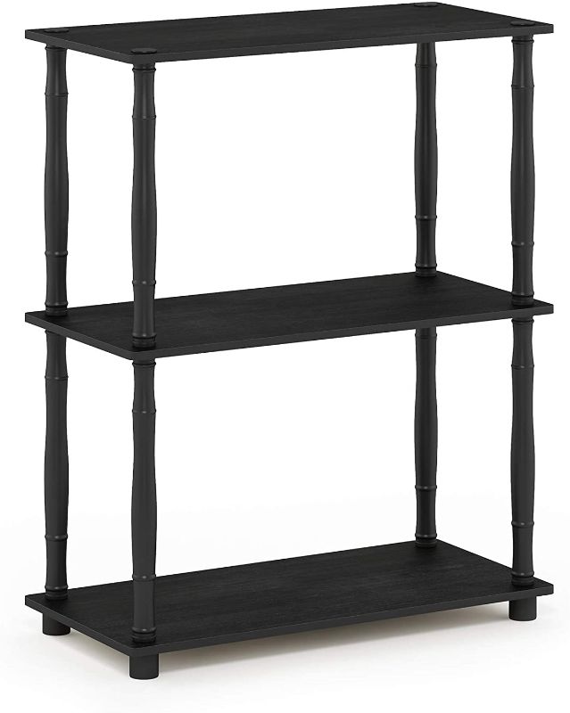 Photo 1 of Furinno Turn-N-Tube 3-Tier Compact Multipurpose Shelf Display Rack with Classic Tube, Americano/Black
