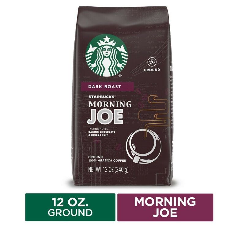 Photo 1 of 2 PACK STARBUCKS MORNING JOE DARK ROAST GROUND COFFEE 12oz BAG 

