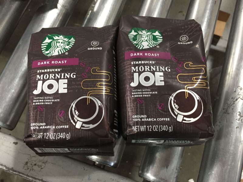 Photo 3 of 2 PACK STARBUCKS MORNING JOE DARK ROAST GROUND COFFEE 12oz BAG 
