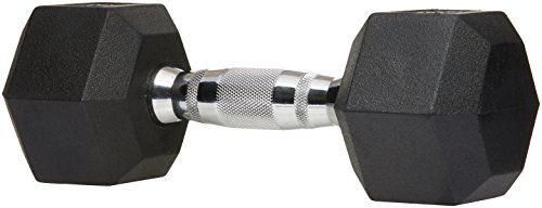 Photo 1 of Amazon Basics Rubber Encased Hex Dumbbell Weight - 14.2 X 6.5 X 5.8 Inches, 45 Pounds, Pack of 1
