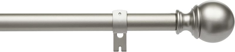 Photo 1 of Basics 1 Curtain Rod with Round Finials - 36 to 72 Nickel
