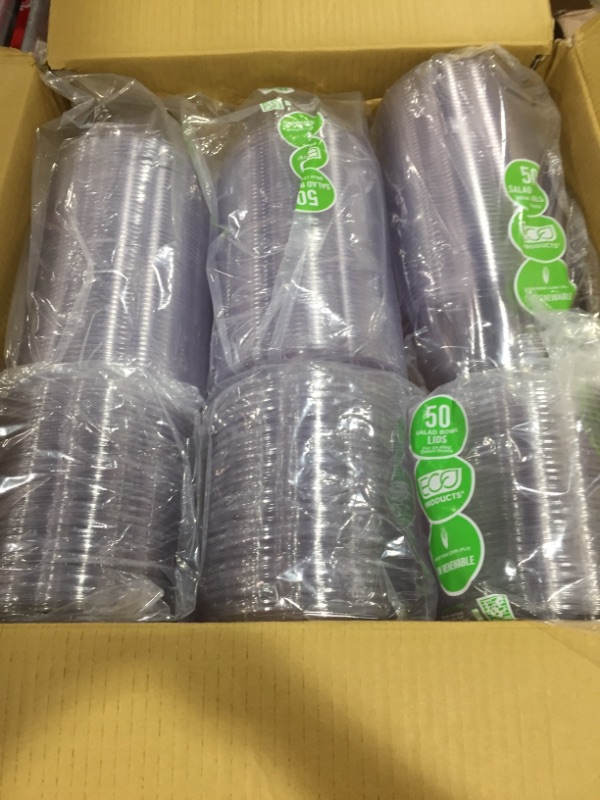 Photo 1 of (150 pc) Eco-Products 48 oz Squat Salad Bowl with Lids