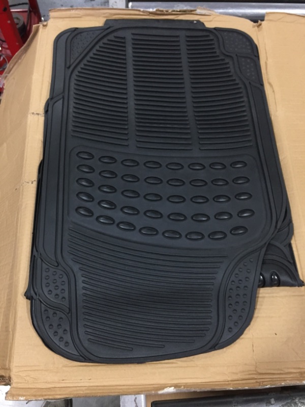 Photo 2 of BDK Original ProLiner 3 Piece Heavy Duty Front & Rear Rubber Floor Mats for Car SUV Van & Truck, Black - All Weather Floor Protection Fits Most Vehicles
