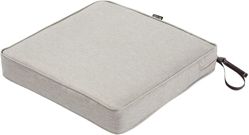 Photo 1 of Classic Accessories Montlake Water-Resistant 24x24 Inch Square Outdoor Seat Cushion, Patio Furniture Chair Cushion, Heather Grey, Outdoor Cushion Cover
