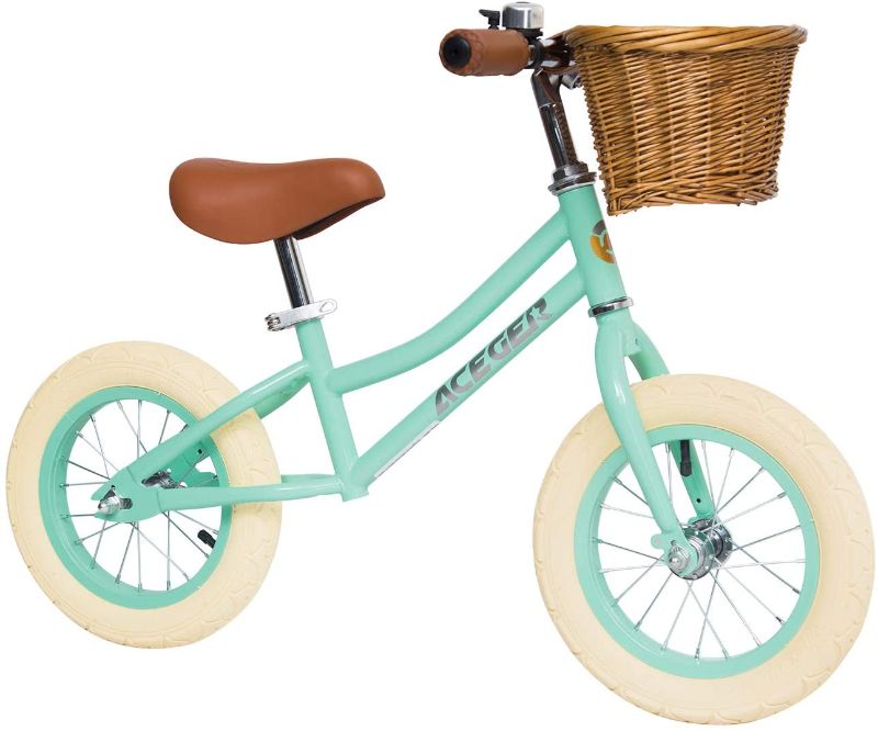 Photo 1 of ACEGER Balance Bike for Kids with Basket, Ages 2.5 to 5 Years(Spring Green)/ SELLING FOR PARTS ONLY 
