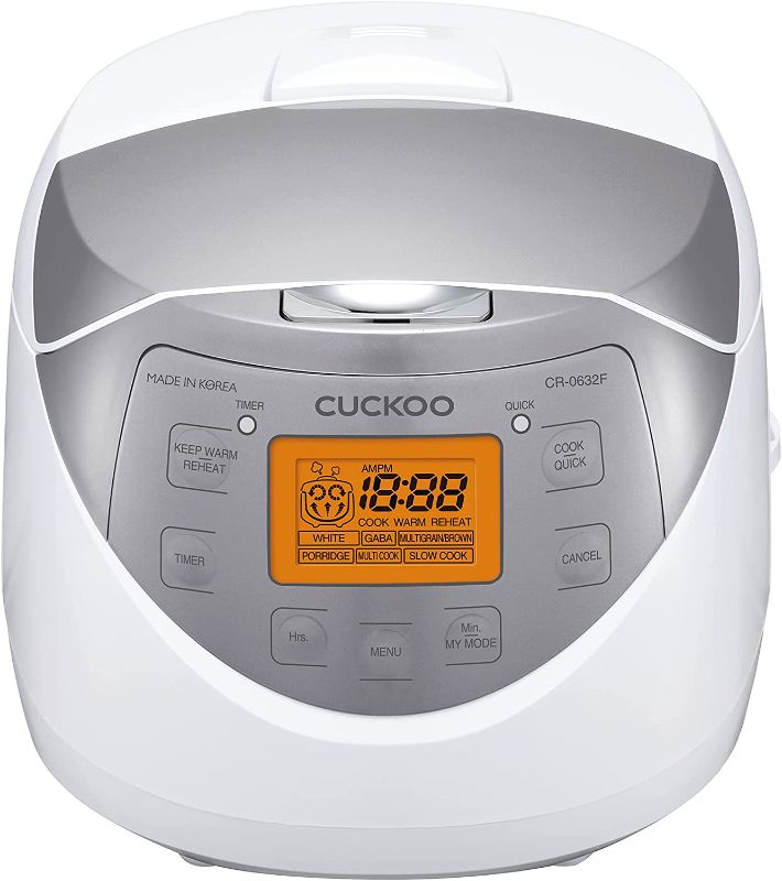 Photo 1 of CUCKOO CR-0632F | 6-Cup (Uncooked) Micom Rice Cooker | 9 Menu Options: White Rice, Brown Rice & More, Nonstick Inner Pot, Made in Korea | White/Grey/ SELLING FOR PARTS

