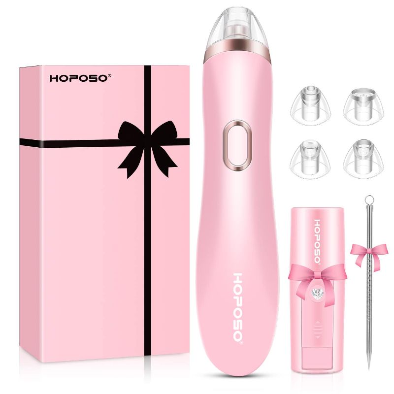 Photo 1 of HOPOSO Blackhead Remover Pore Vacuum Facial Nose Pore Cleaner Pimple Acne Comedone Extractor Electric Blackhead Removal Tool (Pink)
