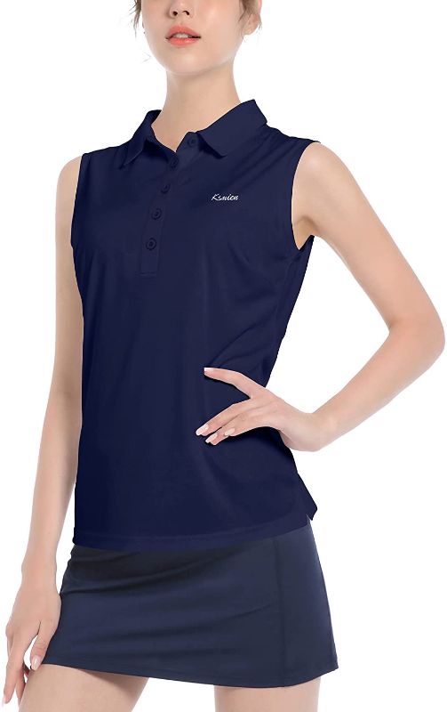 Photo 1 of 4 PACK Ksmien Women's UPF50+ Sleeveless Golf Tennis Polo Shirts Slim Fit Quick Dry Athletic Outdoor Tank Top different sizes 