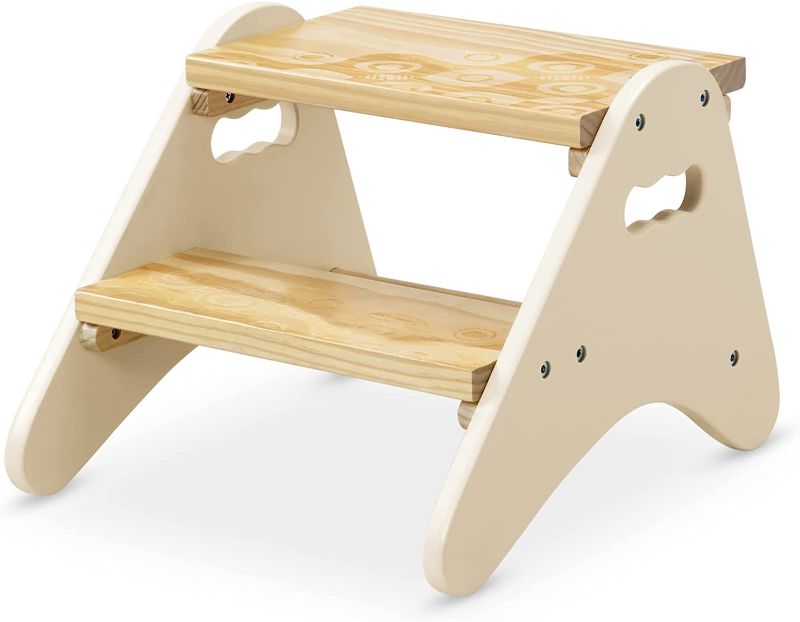 Photo 1 of B. spaces by Battat B. Spaces – Step Stool for Kids – Ivory & Wood Stepping Stool for The Bedroom, Bathroom, Kitchen – Furniture for Toddlers – Peek-A-Boost – 2 Years + (BX2031C1Z)
