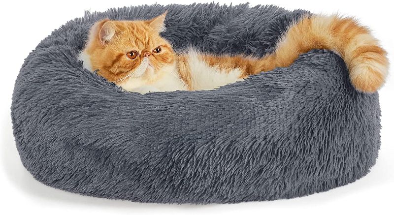 Photo 1 of Bedsure Calming Dog Beds for Small Medium Large Dogs - Round Donut Washable Dog Bed, Anti-Slip Faux Fur Fluffy Donut Cuddler Anxiety Cat Bed, Fits up to 15-100 lbs
