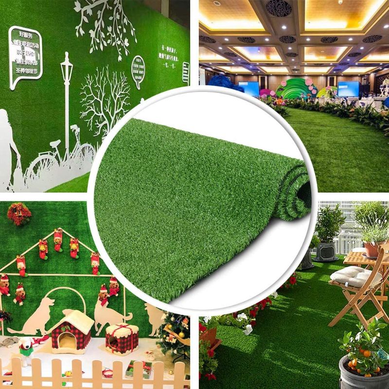 Photo 1 of Artificial Grass Turf Lawn 7FTX12FT,Economy Indoor Outdoor Synthetic Grass Mat, Backyard Patio Garden Balcony Rug, Rubber Backing / Drainage Holes