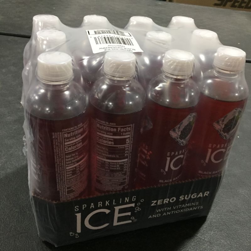 Photo 1 of Sparkling ICE, Black Raspberry Sparkling Water, Zero Sugar Flavored Water, with Vitamins and Antioxidants, Low Calorie Beverage, 17 fl oz Bottles (Pack of 12)