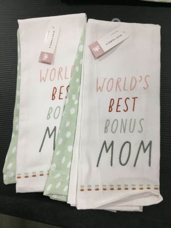 Photo 1 of "WORLD'S BEST BONUS MOM"
DISH TOWELS
SET OF 4 