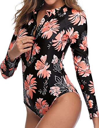 Photo 1 of LARGE Daci Women Rash Guard Long Sleeve One Piece Swimsuit Zipper Surfing Bathing Suit UPF 50