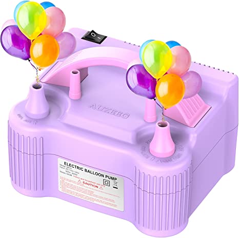 Photo 1 of Balloon Pump, AUZEEG Portable Electric Balloon Pump, Dual Nozzle 110V 600W Air Pump for Balloons, Suitable for Party/ Pre-Wedding/ Bithday/ Graduation Festival, Purple