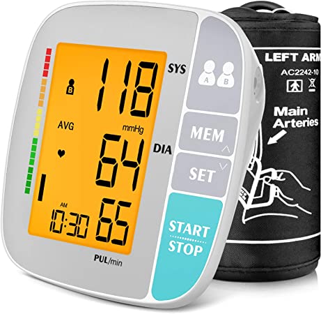 Photo 1 of ANJOCARE Blood Pressure Monitor, Automatic Digital Accurate Upper Arm BP Machine, Adjustable Extra Large Cuffs Kit for Home Use, Pulse Rate Monitoring Meter, Large Backlit Display, 500 Sets Memory