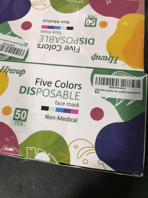 Photo 2 of 4 PACK - HIWUP Colored Disposable Face Masks 50 Pack, PFE 99% Face Mask Suitable For Adults And Teens