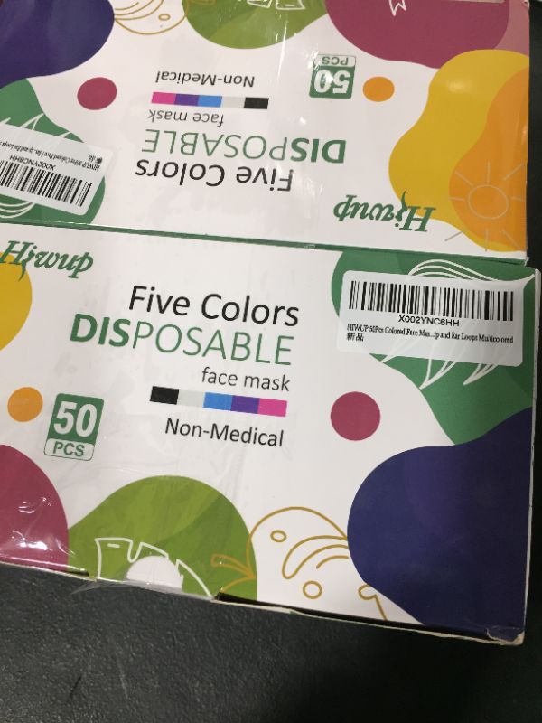 Photo 1 of 4 PACK - HIWUP Colored Disposable Face Masks 50 Pack, PFE 99% Face Mask Suitable For Adults And Teens