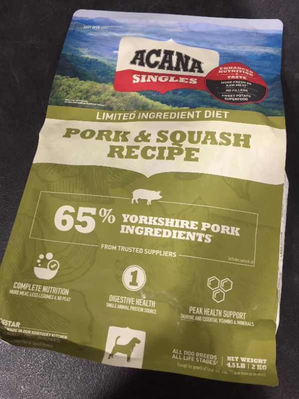 Photo 2 of Acana Singles Limited Ingredient Diet, Dry Dog Food, High Protein, Wholesome Grains and Grain-Free, Complete Nutrition, Digestive Health

expired June 2022