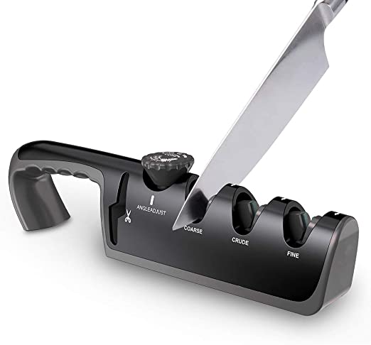 Photo 1 of Knife Sharpener Chef Knife Sharpener Kit, Professional Kitchen Knife/Scissor/Tungsten Steel/Diamond/Ceramic Sharpeners 4 in 1 Blade Sharpening Tool, Knife Sharpening Tool with Adjustable Angle Button