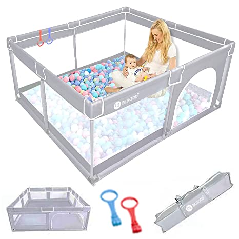Photo 1 of Baby Playpen,59"x 59"Playpen for Babies, Large Baby Play Yards Indoor Sturdy Safety Playpen for Toddlers,No Gaps Baby Fence Play Area?Baby Gate Playpen (Gray)
