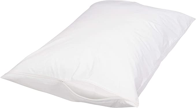 Photo 1 of Amazon Basics 100% Cotton Hypoallergenic Pillow Protector Case - Queen, White
