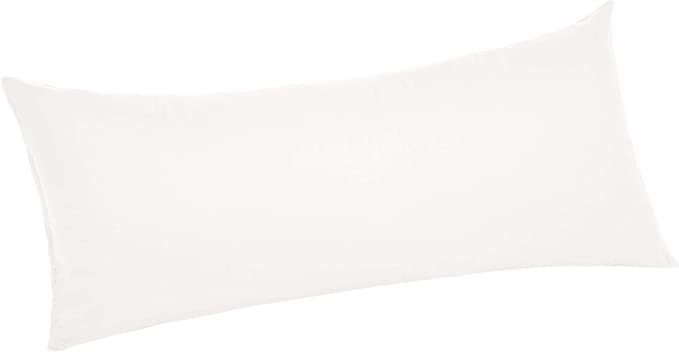 Photo 1 of Amazon Basics Ultra-Soft Cotton Pillow Case - Body Pillow, 55 x 21 Inch, White
