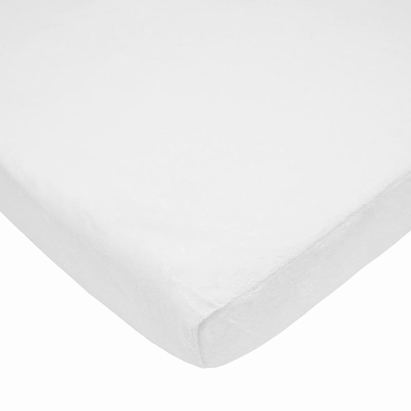 Photo 1 of American Baby Company Heavenly Soft Chenille Fitted Portable/Mini-Crib Sheet, White, for Boys and Girls FITS 24" x 38"
