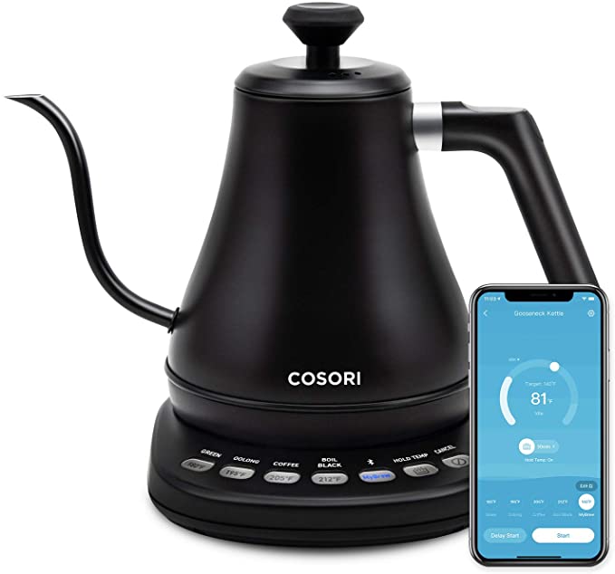 Photo 1 of COSORI Electric Gooseneck Kettle Smart Bluetooth with Variable Temperature Control, Pour Over Coffee Kettle & Tea Kettle, 100% Stainless Steel Inner Lid & Bottom, Quick Heating, Matte Black
