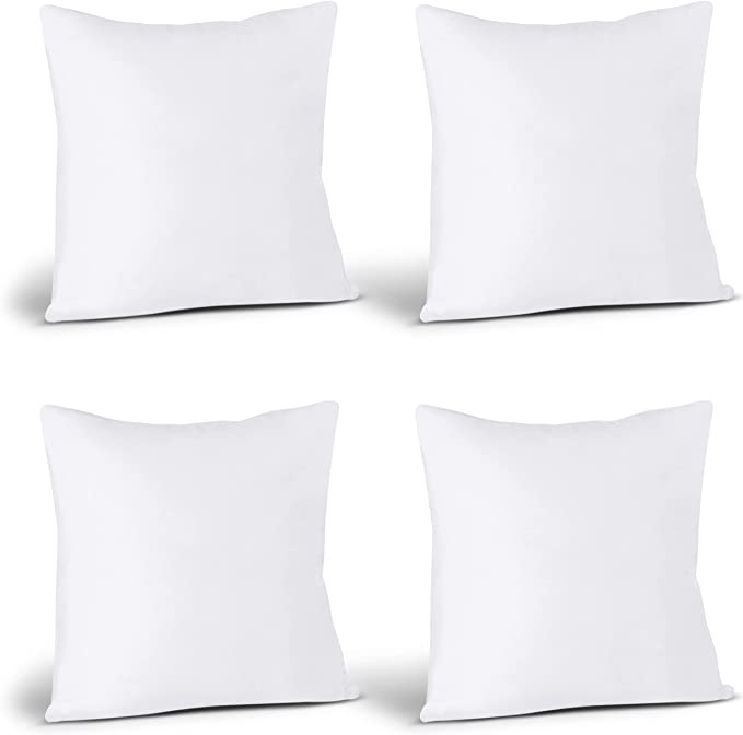 Photo 1 of Bedding Throw Pillows Insert (Pack of 4, White) - 16 x 16 Inches Bed and Couch Pillows - Indoor Decorative Pillows